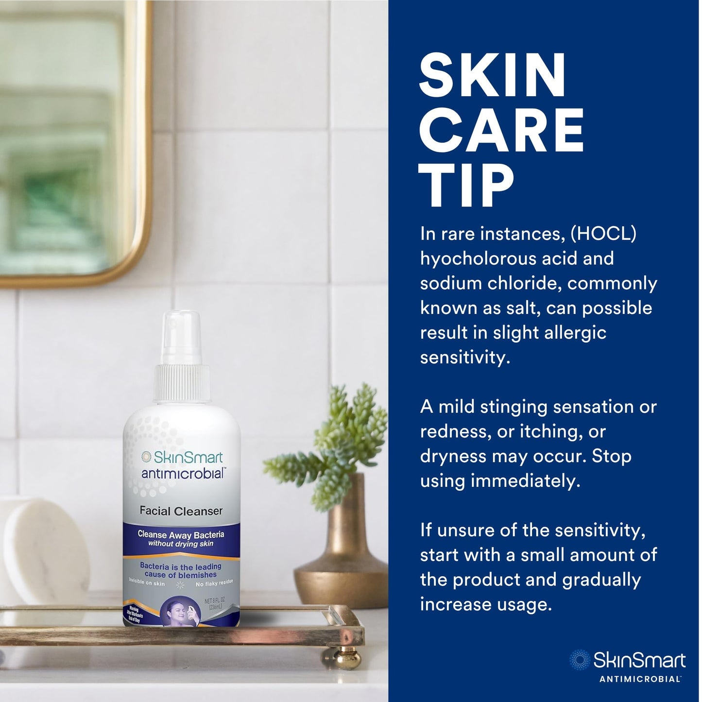 SkinSmart Antimicrobial Facial Cleanser for Breakouts and Blemishes, 8 oz