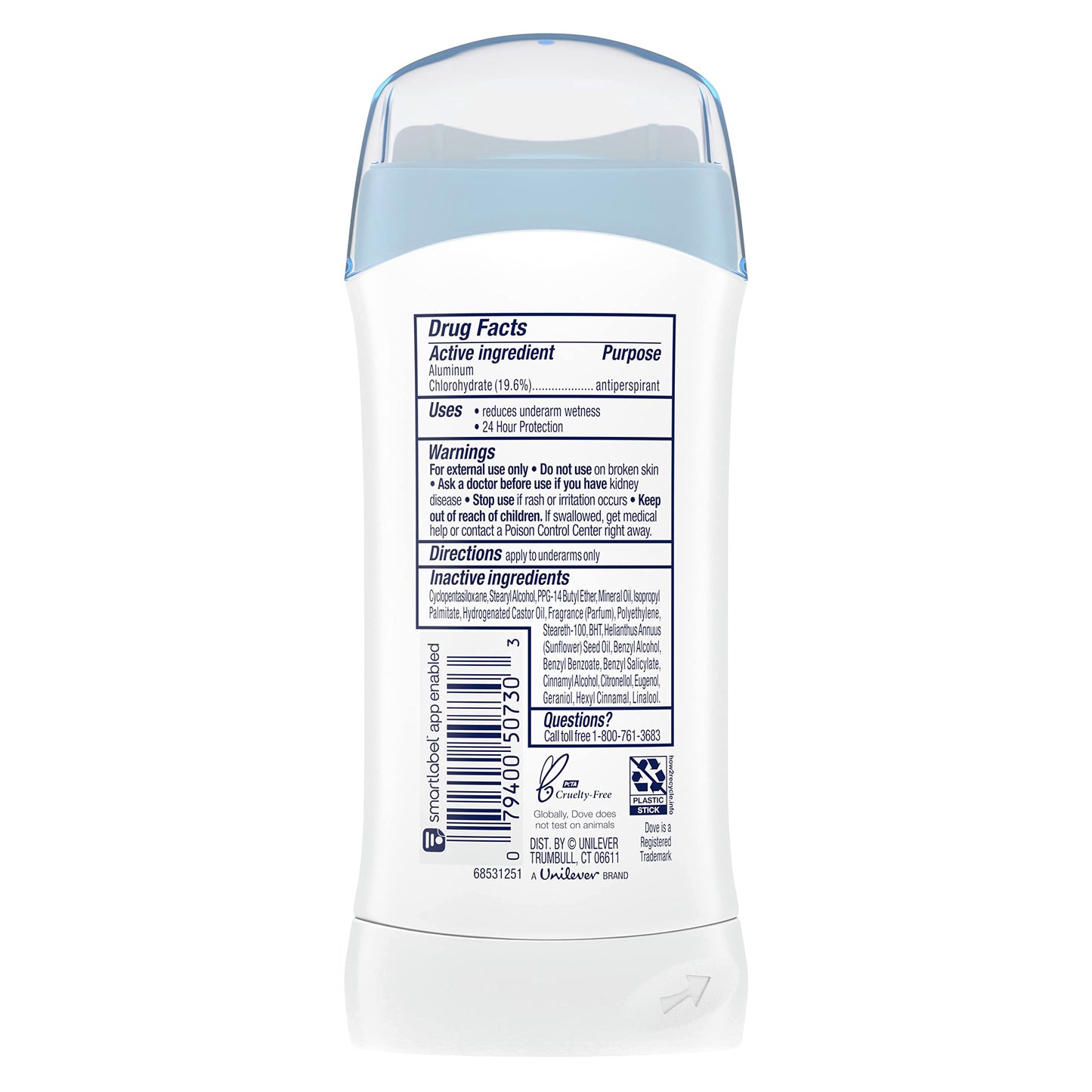 Dove Antiperspirant Deodorant Stick Original Clean 2.6 oz 2PK