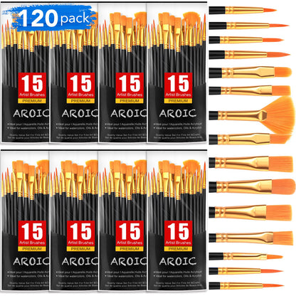 AROIC 10 Pcs Paint Brushes, Acrylic Oil Watercolor Painting Brush Set