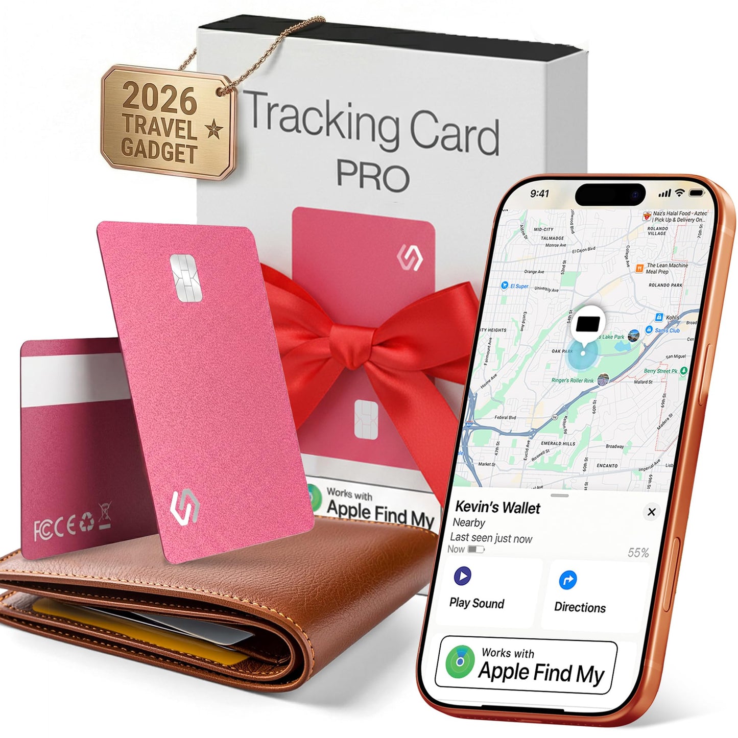 SPOTMINDERS Apple MFi Certified Wallet Tracking Card Black 4-Pack Travel Gifts for Him Works with Apple Find My Rechargeable Tracker IP68 Waterproof 0.07" Slim iPhone Item Finder for Luggage Passport
