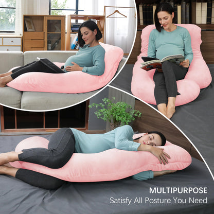 MOON PARK Pregnancy Pillows for Sleeping - U Shaped Full Body Maternity Pillow with Removable Cover - Support for Back, Legs, Belly, HIPS - 65 Inch - Aquamarine