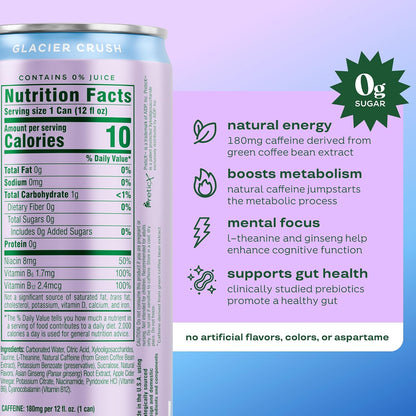 Bloom Nutrition Zero Sugar Energy Drink, Apple Crisp, 12oz 12pk