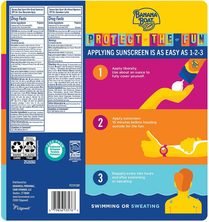 Banana Boat Sport SPF 50 Sunscreen Spray, 6 oz (2 Pack)