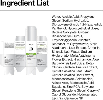 Anua Azelaic Acid 10 Hyaluron Redness Soothing Serum, 1.01 fl oz | Facial Serum for Blemish-Prone & Oily-Prone Skin, Lightweight & Hydrating Blemish Care, Hyaluronic Acid, Korean Skincare