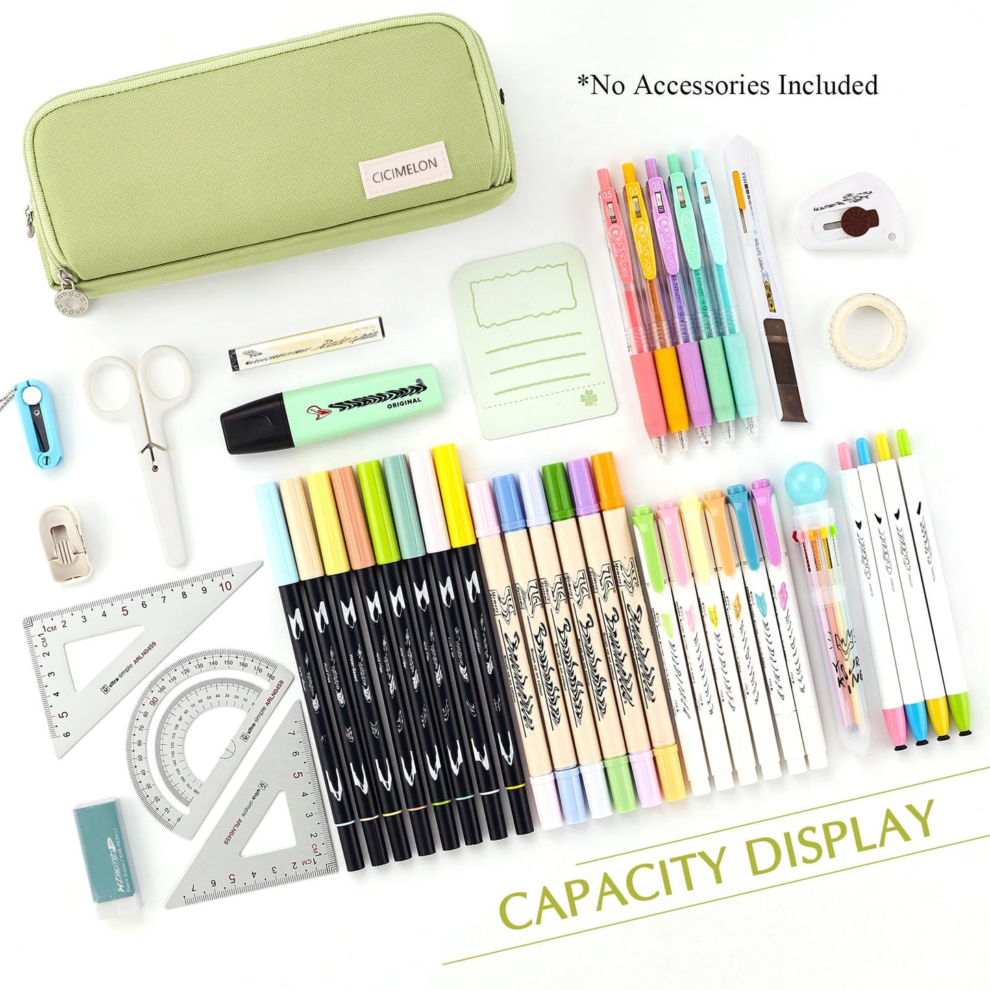 CICIMELON Large Capacity Pencil Case 3 Compartment Pouch Pen Bag for School Teen Girl Boy Men Women (Pink)