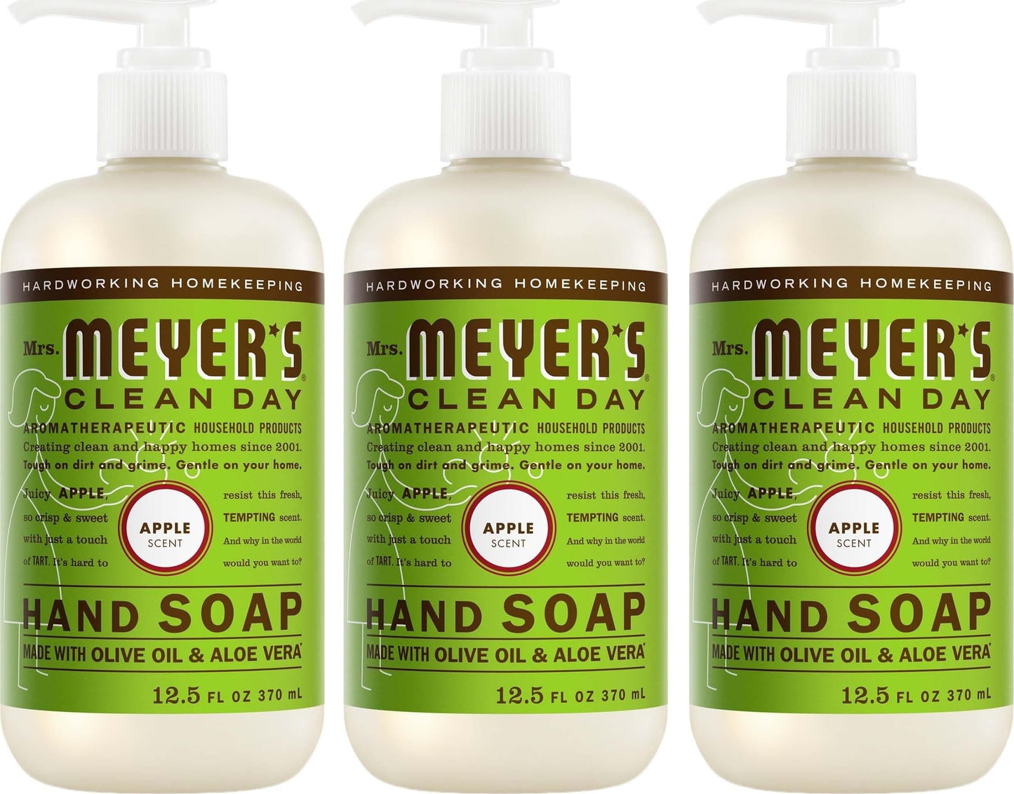MRS. MEYER'S CLEAN DAY Hand Soap, Basil Scent, 12.5 Fl Oz Bottle - 3 Pack