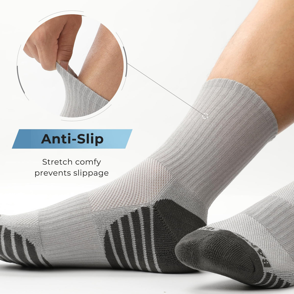 BAMBOO COOL Men's Crew Socks Athletic Cushioned Moisture Wicking 6 Pairs