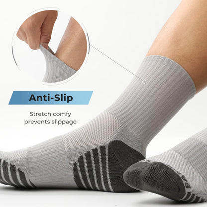 BAMBOO COOL Men's Crew Socks Athletic Cushioned Moisture Wicking 6 Pairs