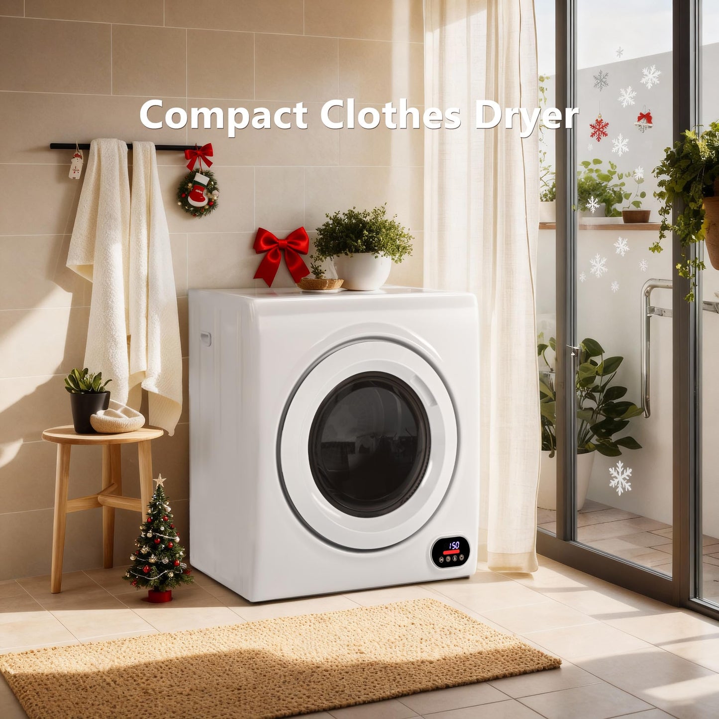 Euhomy Portable Clothes Dryer for Laundry, 1.5 Cu. Ft. Small Portable Dryers for Clothes, 120V Electric Dryer with Stainless Steel Drum, 850W Dryer Machine for Apartments, White