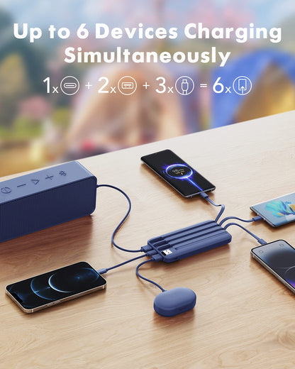 charmast Power Bank Portable Charger with Reinforced Built-in 4 Cables