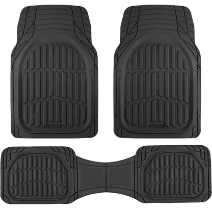 Motor Trend -2 Piece Front Car Floor Mats- Black FlexTough Contour Liners-Deep Dish Heavy Duty Rubber Floor Mats for Car SUV Truck & Van-All Weather Protection, Universal Trim to Fit