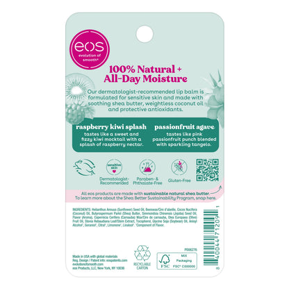 eos 100% Natural Lip Balm - Strawberry Sorbet and Pomegranate Raspberry, All-Day Moisture, Lip Care Products, 0.14 oz, 2-Pack