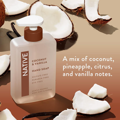 Native Liquid Hand Soap, Toasted Vanilla & Honey Scent, Non-Drying Formula for Soft, Smooth Hands, Made with Plant-Based Cleansers, Sulfate & Paraben Free, 13 oz Bottle