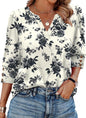 WIHOLL 3/4 Length Sleeve Womens Tops with Button Cuffs Dressy Casual V Neck Summer Outfits Early Fall Fashion Spring Clothes