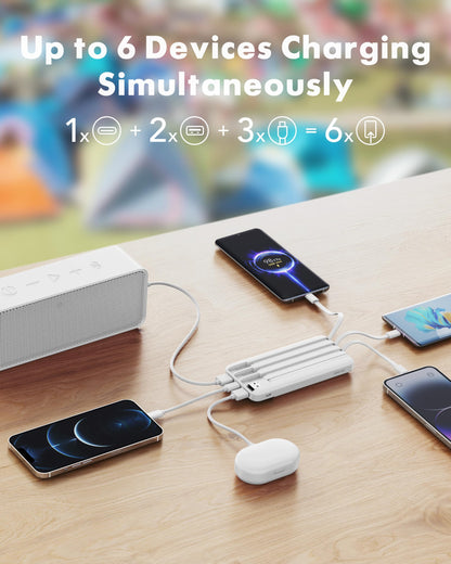 charmast Power Bank Portable Charger with Reinforced Built-in 4 Cables