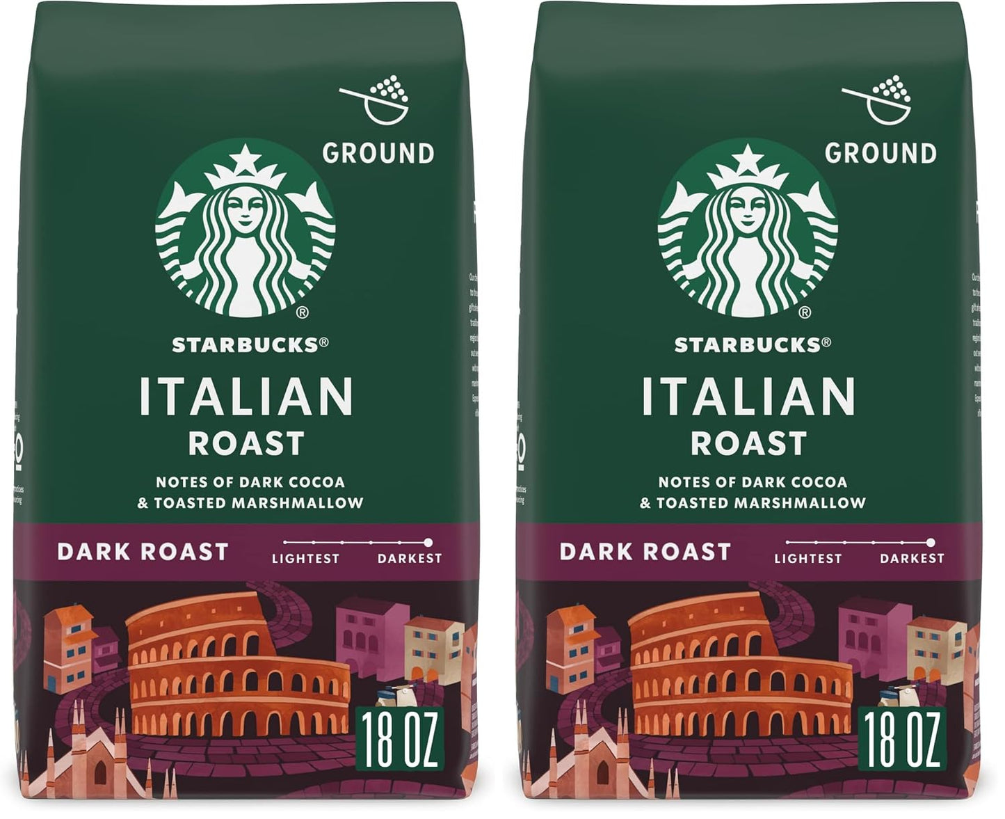 Starbucks Ground Coffee, Dark Roast Coffee, Italian Roast, 100% Arabica, 1 bag (18 oz)