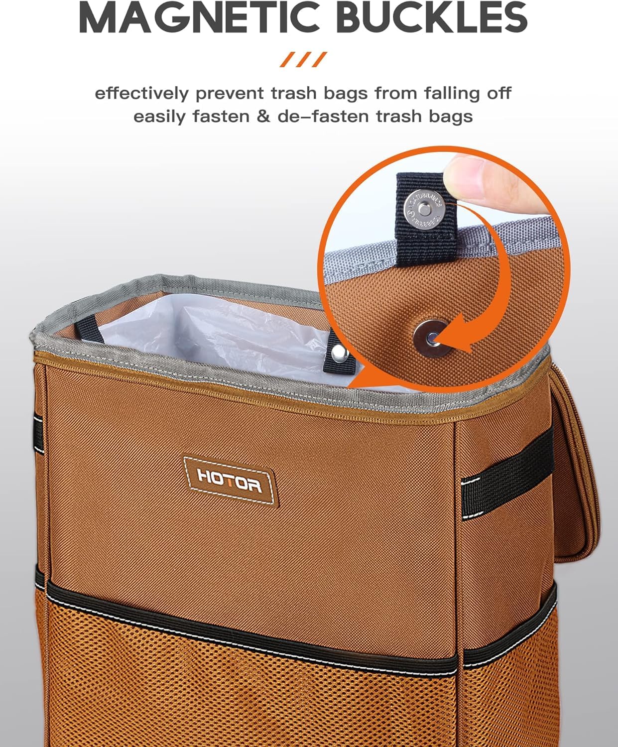 HOTOR Car Trash Can, Leakproof Car Organizer, 2-Gallon, Black