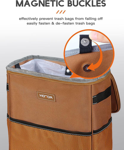 HOTOR Car Trash Can, Leakproof Car Organizer, 2-Gallon, Black