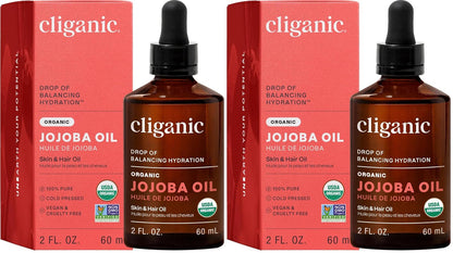Cliganic Organic Jojoba Oil, 100% Pure Cold Pressed for Face & Hair, 4oz