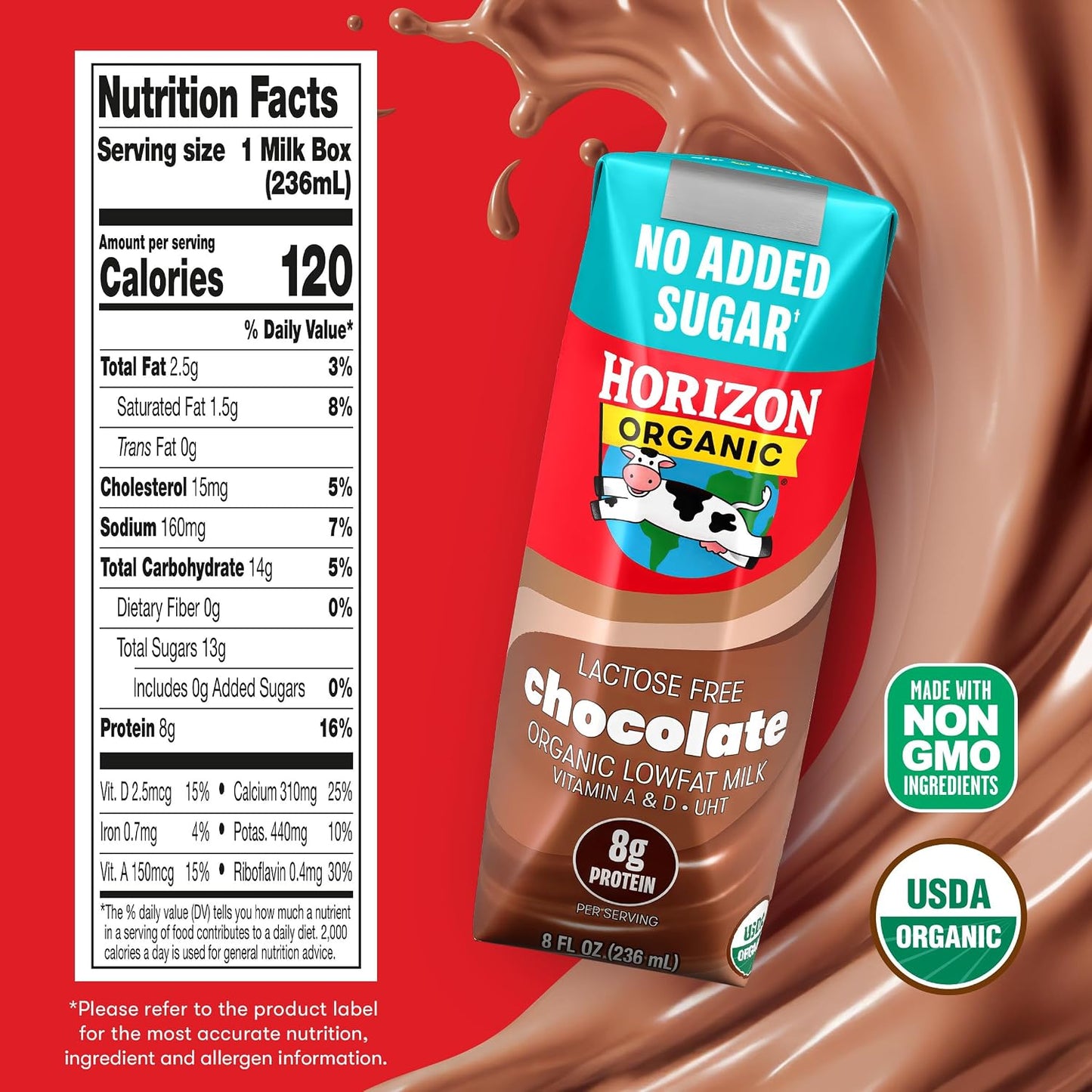 Horizon Organic Shelf Stable Whole Milk Boxes, Pack of 18-8g Protein per Serving