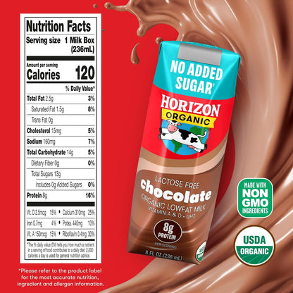 Horizon Organic Shelf Stable Whole Milk Boxes, Pack of 18-8g Protein per Serving