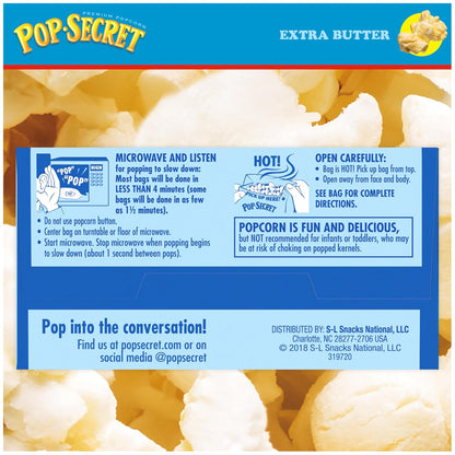 Pop Secret Microwave Popcorn, Extra Butter Flavor, 3.2 Oz Sharing Bags, 3 Ct