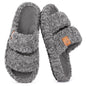 EverFoams Womens Fuzzy Open-toe Slippers Memory Foam Indoor House Shoes