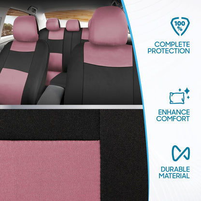 BDK PolyPro Car Seat Covers Full Set in Solid Black, Front and Rear Split Bench Seat Covers for Cars, Easy to Install Car Seats Cover Set and Accessories for Auto Trucks Van SUV - Solid Black