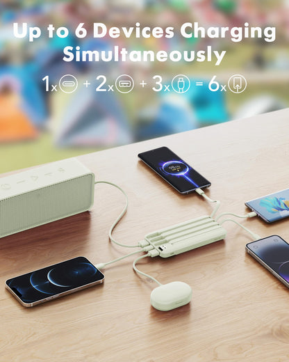 charmast Power Bank Portable Charger with Reinforced Built-in 4 Cables