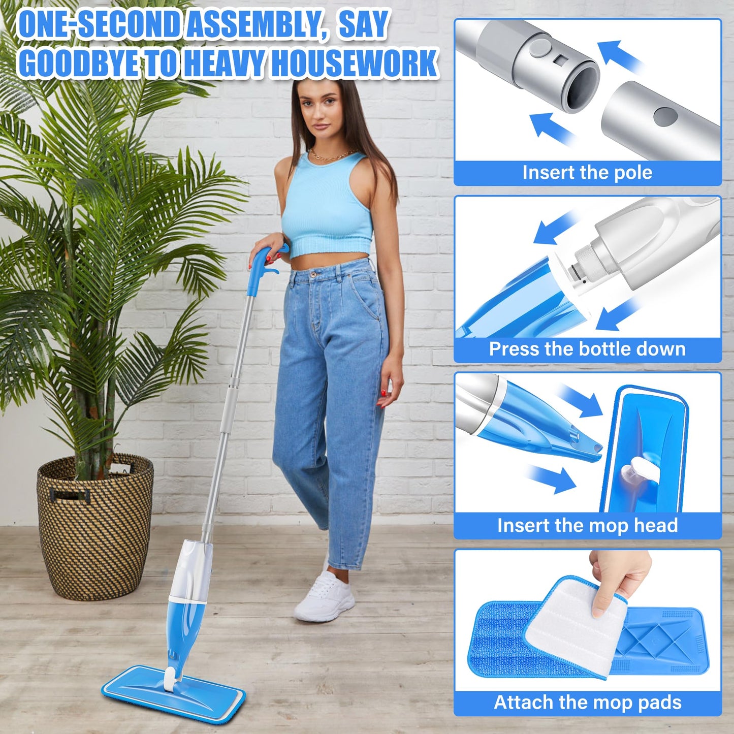 Microfiber Spray Mops for Floors Cleaning: Wet Dry Mop Hardwood Floor Mops
