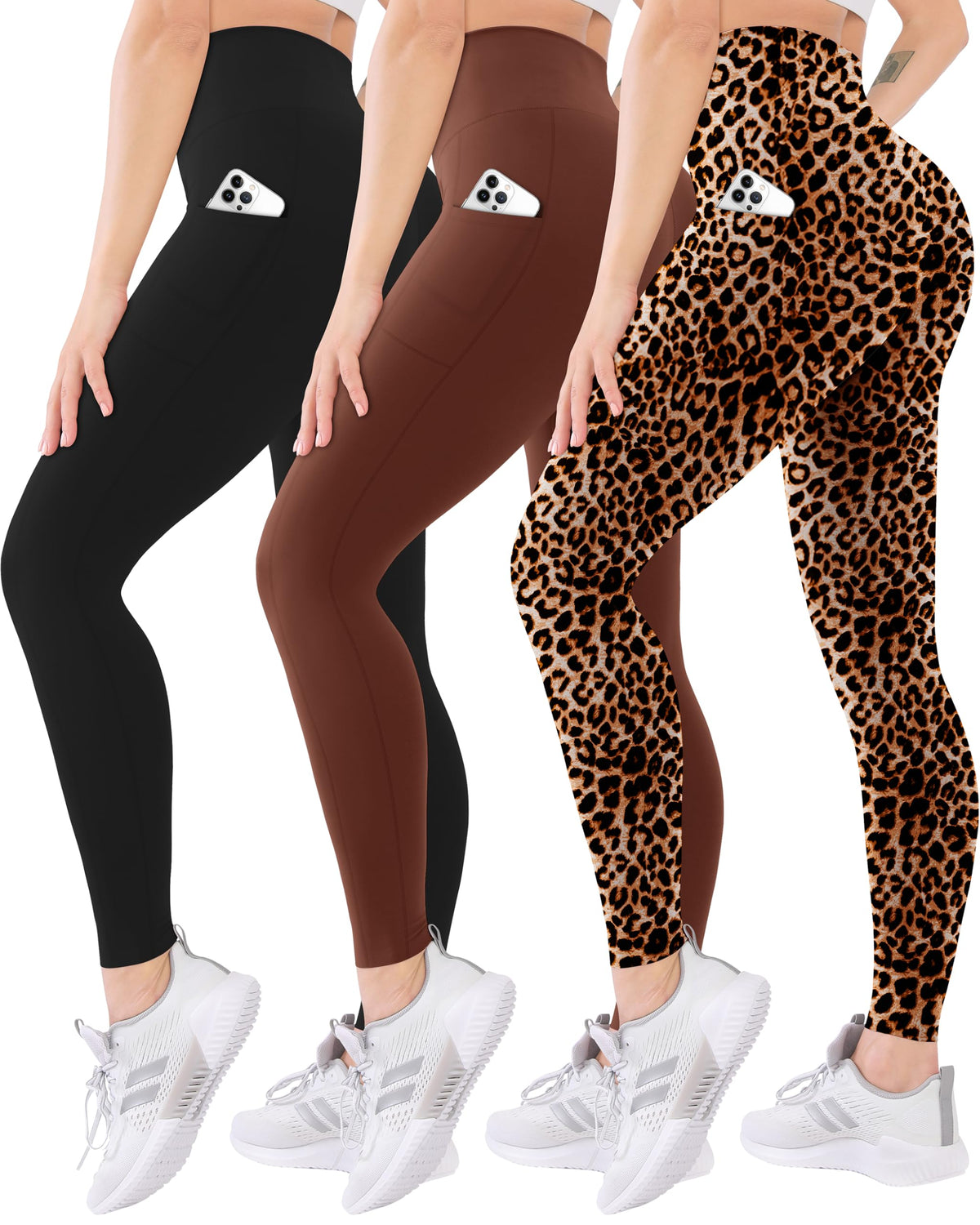 Blisset 3 Pack High Waisted Leggings for Women with Pockets Soft Active Compression Pants for Yoga Running & Daily Wear