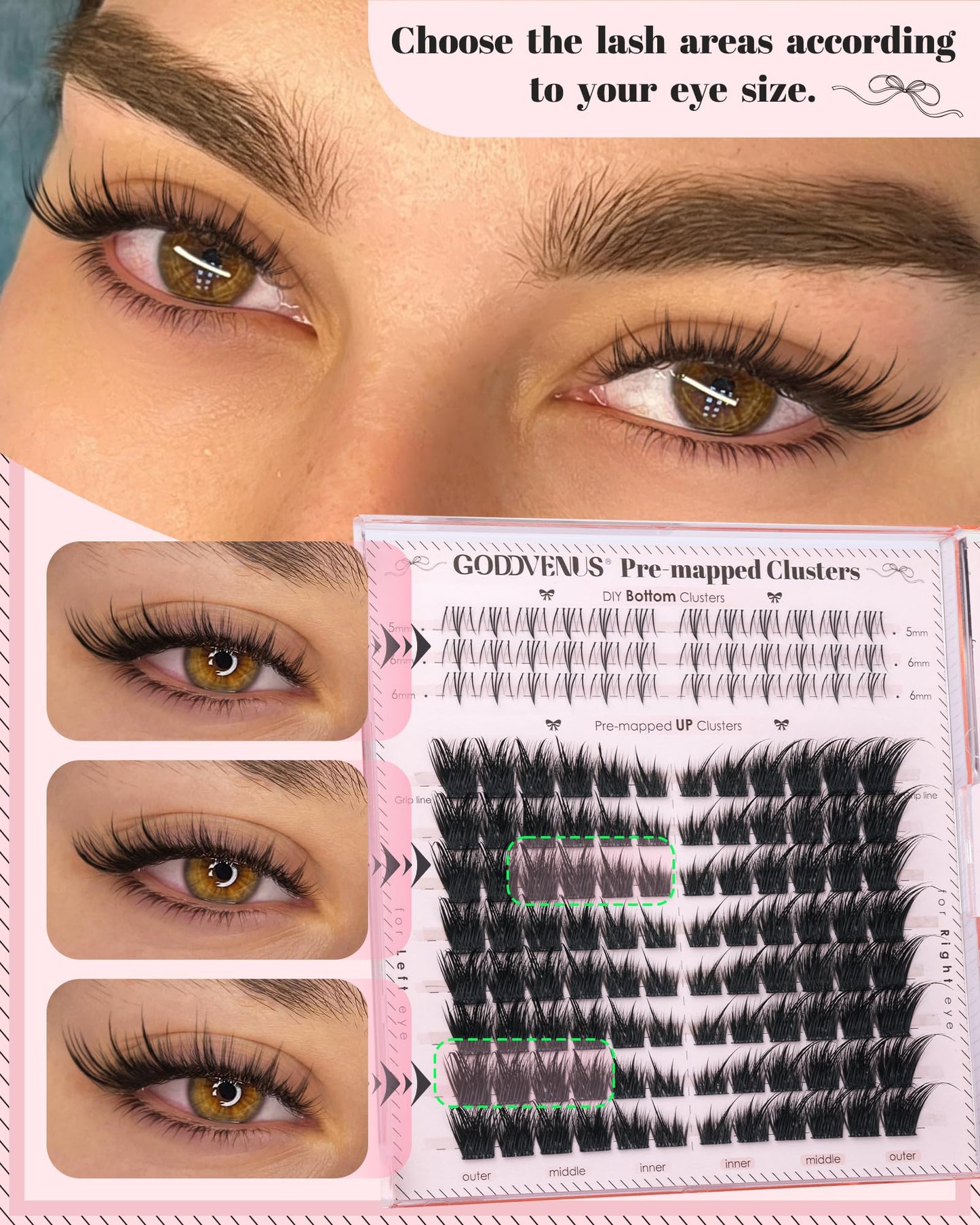 Goddvenus Pre-made Spikes Lash Clusters Wispy Manga Eyelash Clusters