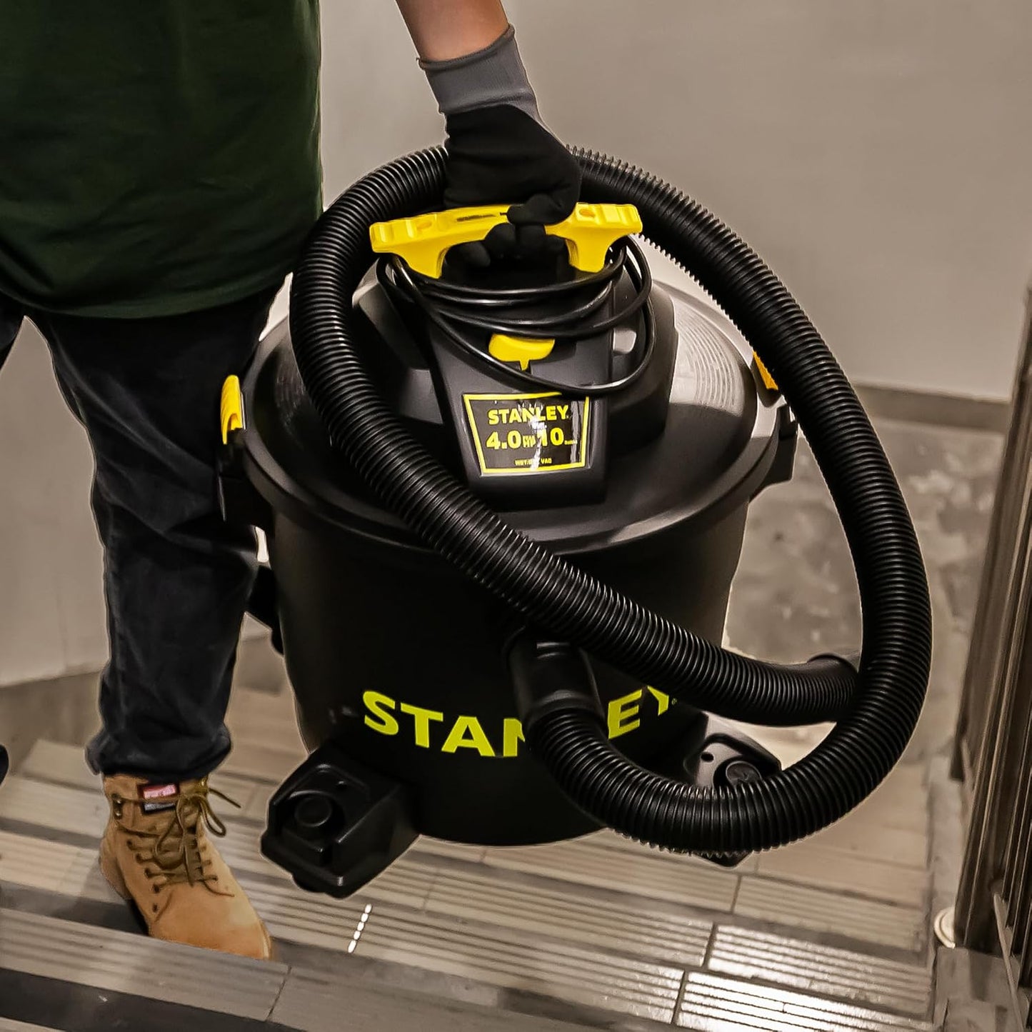 STANLEY Shop Vac SL18115P, 5 Gallon Peak 4 Horsepower Wet Dry Vacuums, Blower 3 in 1 Functions 15 Feet Cleaning Range for Garage, Carpet Clean, Shop Cleaning, Car Detailing with Attachments