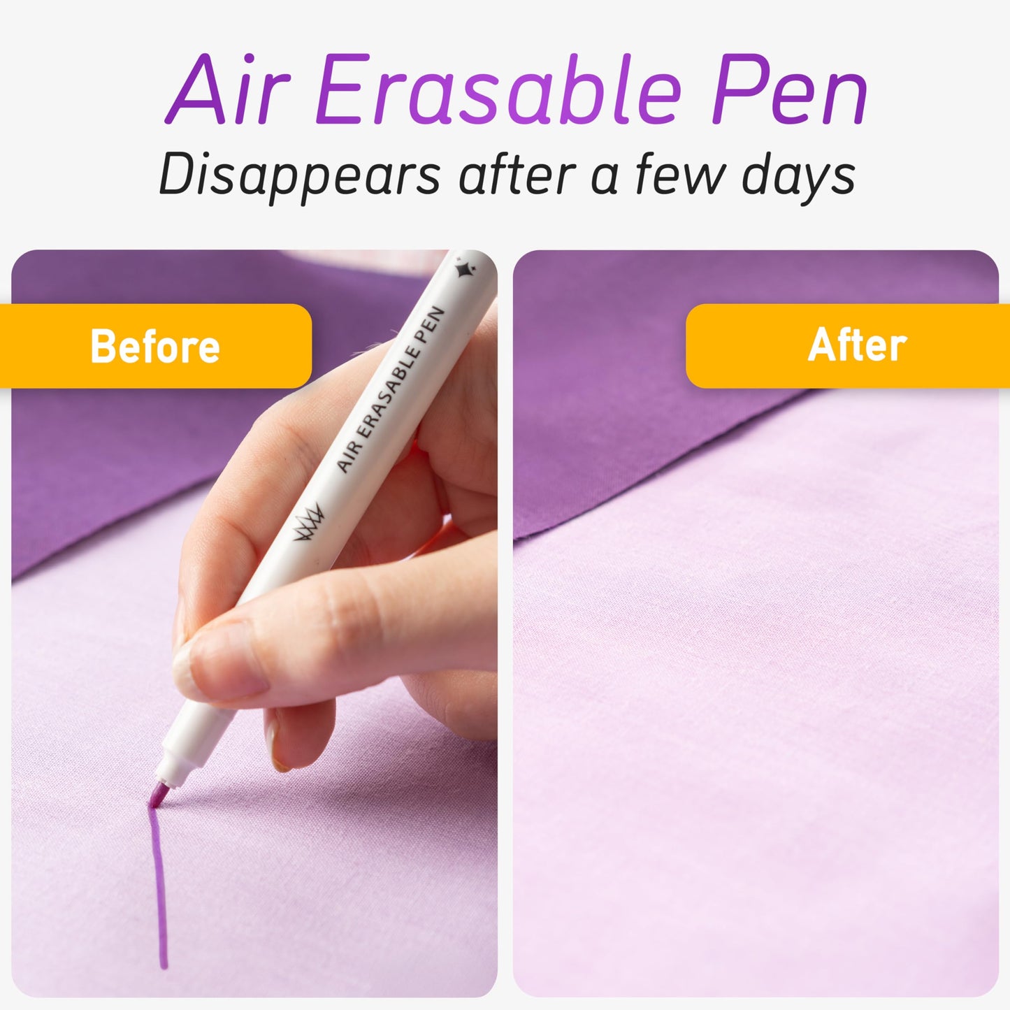 Lange & König 4x Heat Erasable Fabric Marking Pens for Sewing - 4 Pens + 8 Refills - Sewing Supplies Quilting Supplies Table Accessories Embroidery Pen Tailors Chalk Alternative