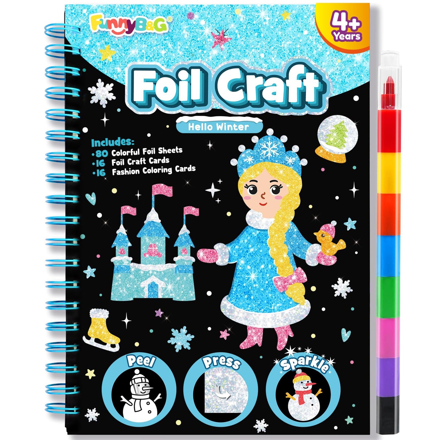 FUNNYB&G Foil Art Craft Kit for Kids, Sparkly Birthday Gift Toy for Boys