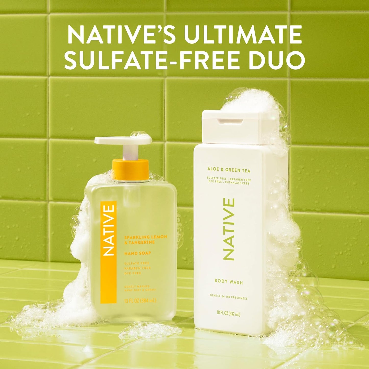 Native Clean Body Wash, Gentle & pH-balanced for Sensitive Skin, 24-Hr Freshness for Women & Men, Vegan & Cruelty-Free, Free of Sulfates, Parabens & Phthalates, Cashmere & Rain, 18 fl oz