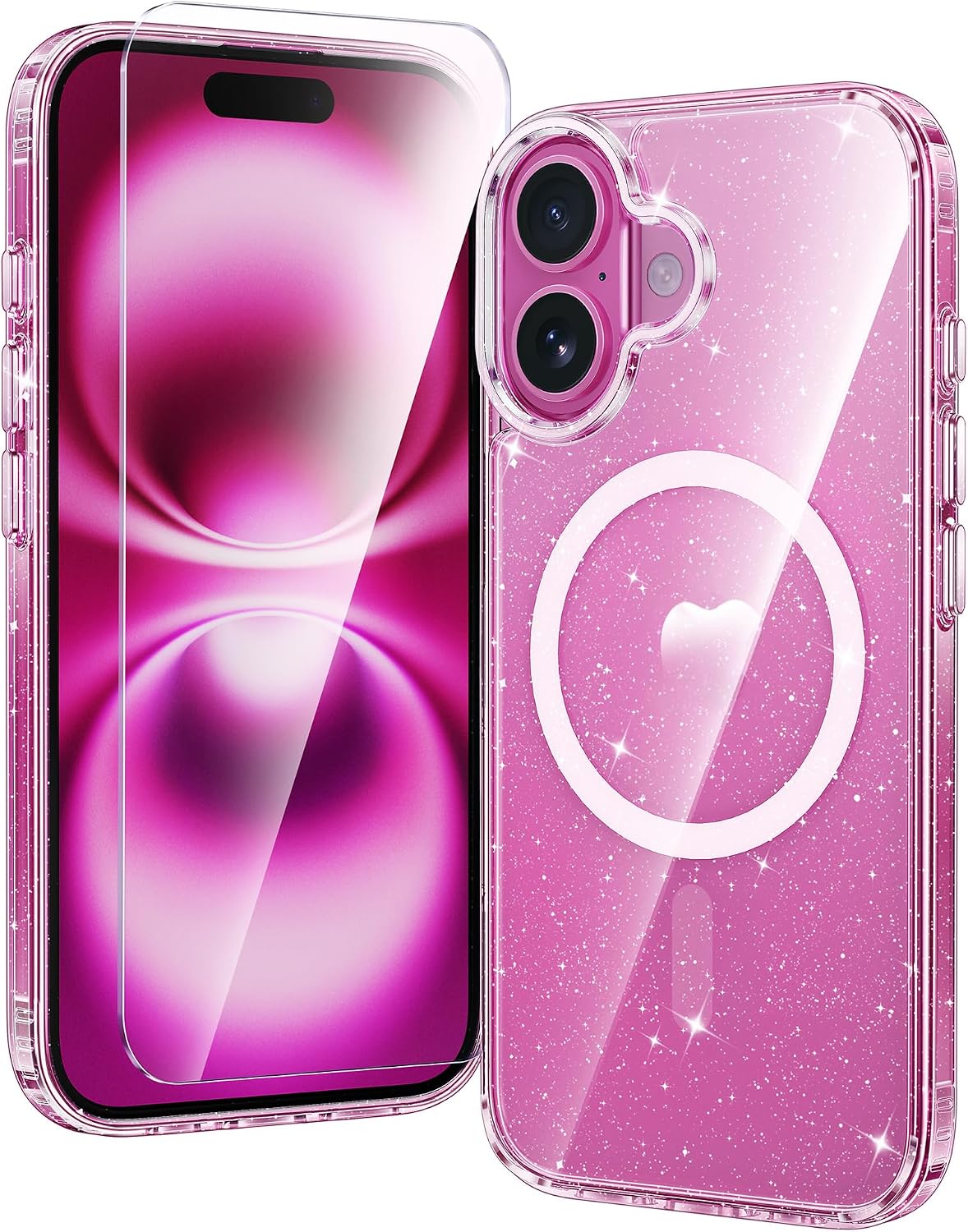 FNTCASE for iPhone 17 Pro Case Clear Magnetic with Screen Protector