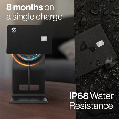 SPOTMINDERS Apple MFi Certified Wallet Tracking Card Black 4-Pack Travel Gifts for Him Works with Apple Find My Rechargeable Tracker IP68 Waterproof 0.07" Slim iPhone Item Finder for Luggage Passport