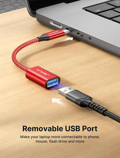 JSAUX USB C to USB 3.0 Adapter [2 Pack], USB C Male to USB Female OTG Cable Adapter Compatible with MacBook Pro/Air, iPhone 17 Pro Max/iPhone Air/16e/16/15 Series, Samsung Galaxy S25/S24/S23-Black