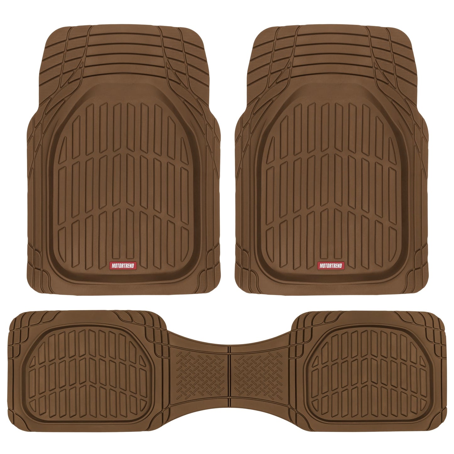 Motor Trend -2 Piece Front Car Floor Mats- Black FlexTough Contour Liners-Deep Dish Heavy Duty Rubber Floor Mats for Car SUV Truck & Van-All Weather Protection, Universal Trim to Fit