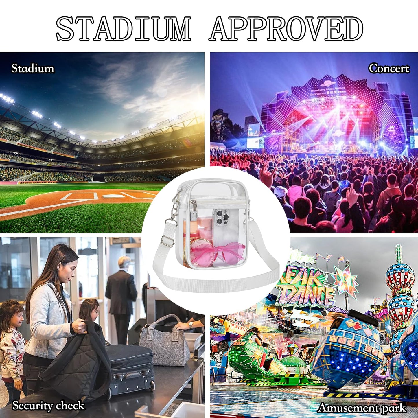 USPECLARE Clear Purse for Stadium Events Transparent Messenger Bag