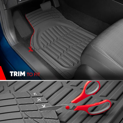 Motor Trend -2 Piece Front Car Floor Mats- Black FlexTough Contour Liners-Deep Dish Heavy Duty Rubber Floor Mats for Car SUV Truck & Van-All Weather Protection, Universal Trim to Fit