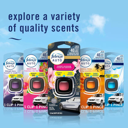 Febreze Car Air Freshener, Odor-Fighting Automotive Vent Clip, Scented Car Accessories, Long Lasting for Strong Odors, Unstopables Fresh Scent, .07 fl oz, 4 Count