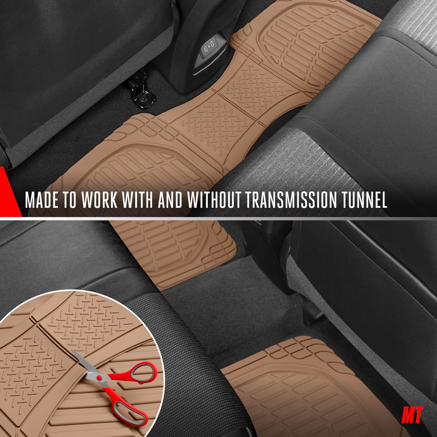 Motor Trend -2 Piece Front Car Floor Mats- Black FlexTough Contour Liners-Deep Dish Heavy Duty Rubber Floor Mats for Car SUV Truck & Van-All Weather Protection, Universal Trim to Fit