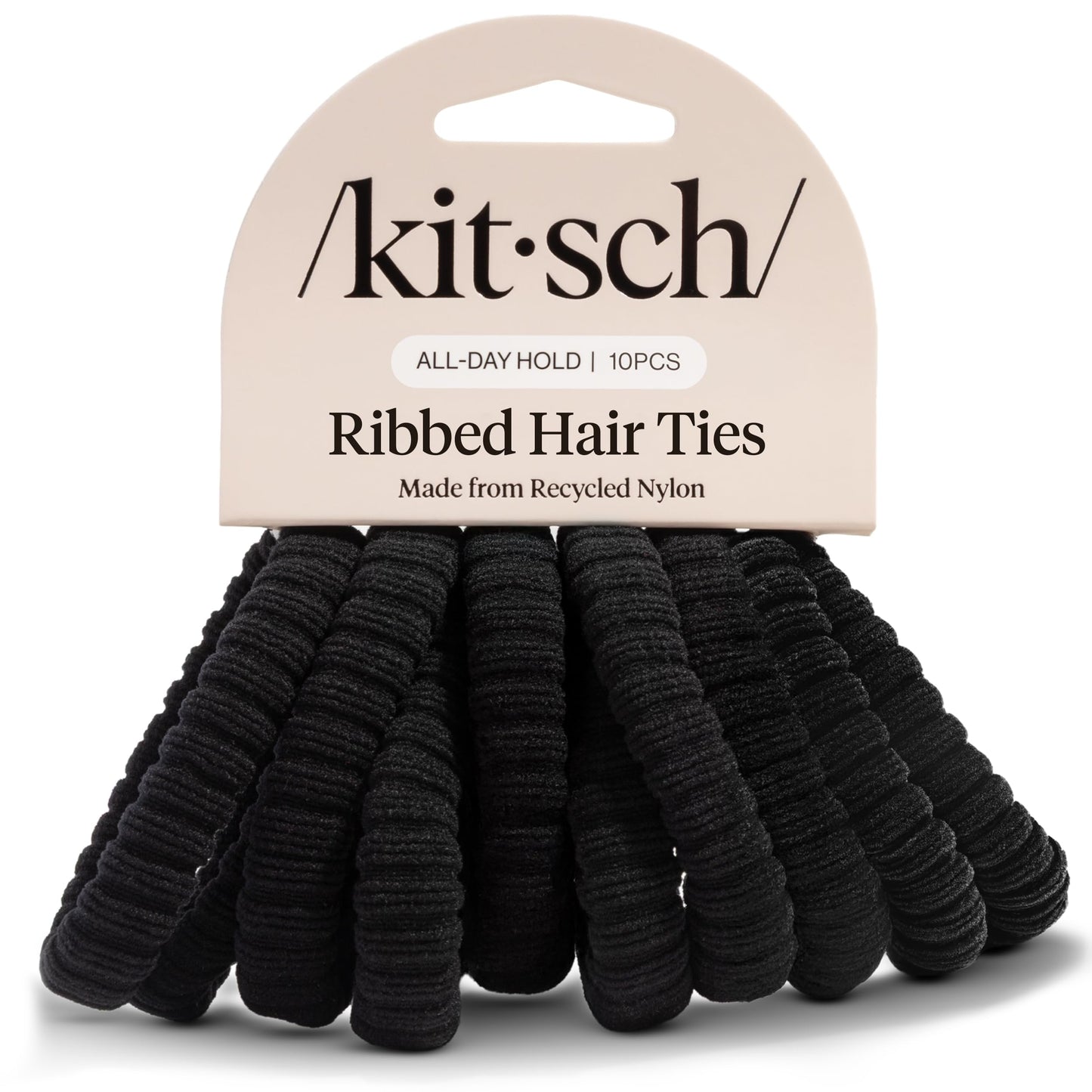 Kitsch Elastic Hair Ties No Damage | Stretchable Hair Bands - Neutral 12pcs