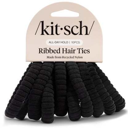 Kitsch Elastic Hair Ties No Damage | Stretchable Hair Bands - Neutral 12pcs