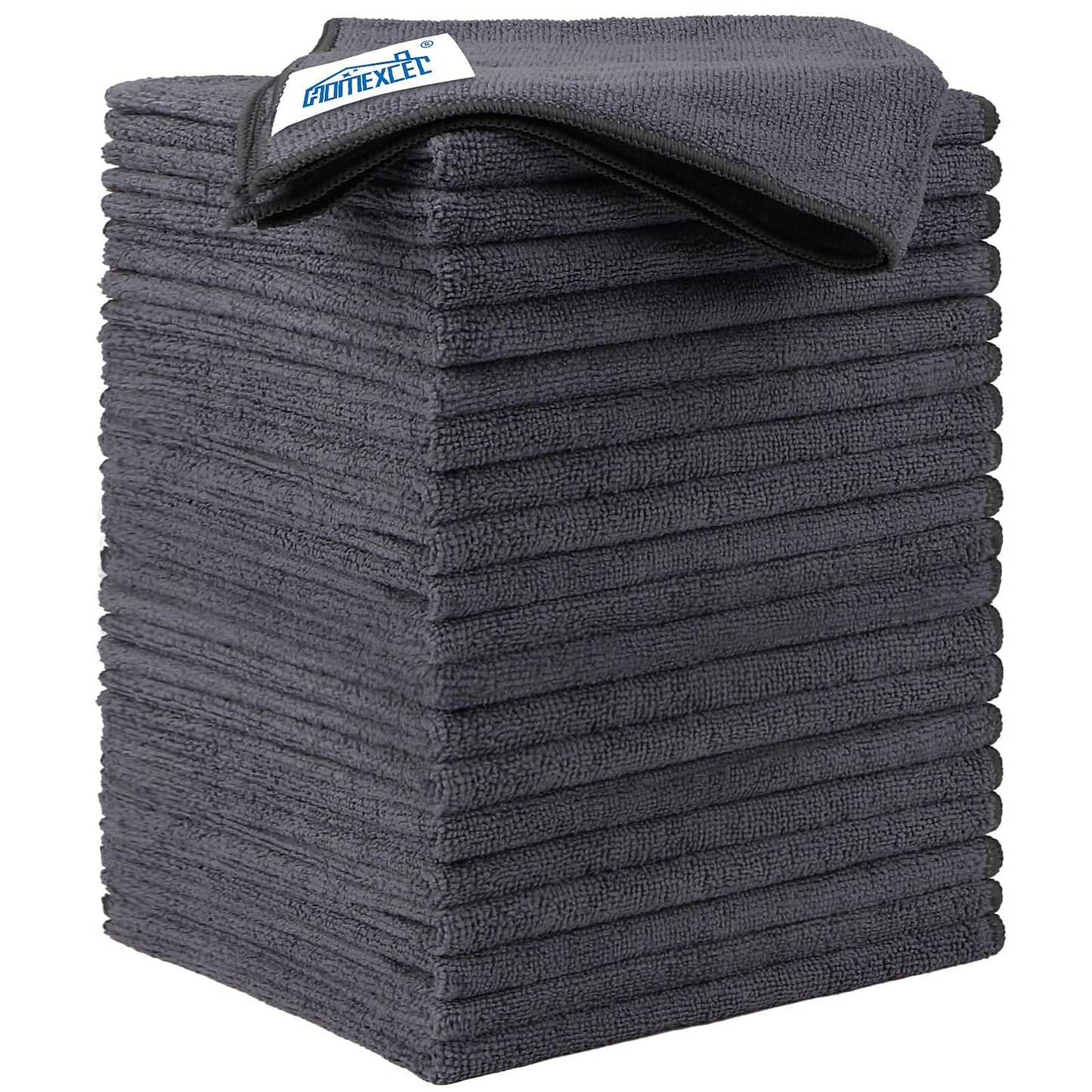 HOMEXCEL Microfiber Cleaning Cloth 12 Pack, 12.5 x 12.5 inch Microfiber Towels for Cars, Ultra Absorbent Washing Cloth, Lint Free Streak Free Cleaning Rags for Car, Kitchen, and Window (Grey)