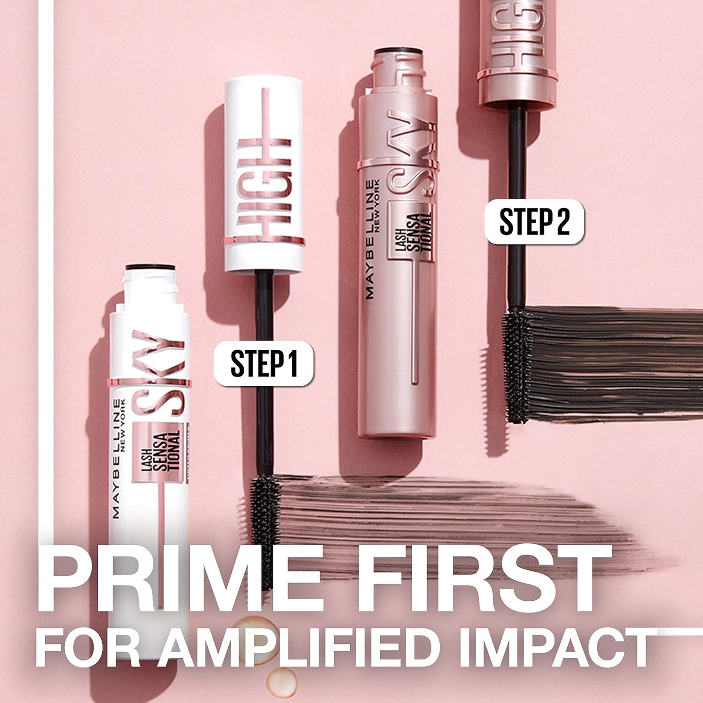 Maybelline Lash Sensational Sky High Washable Mascara Makeup, Volumizing, Lengthening, Defining, Curling, Multiplying, Buildable Formula, Blackest Black, 1 Count