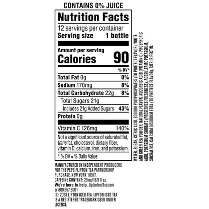Lipton Iced Tea Lemon, 16.9 Fl Oz Bottles (Pack of 12)