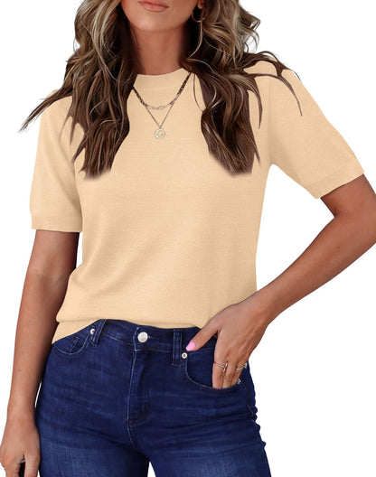 RUMIA Short Sleeve Sweater for Women Lightweight Business Casual Tops